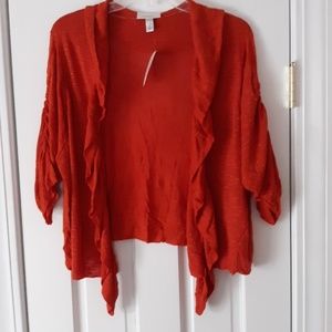NWT: Lightweight Burnt Orange Hi-Low Bolero/Card